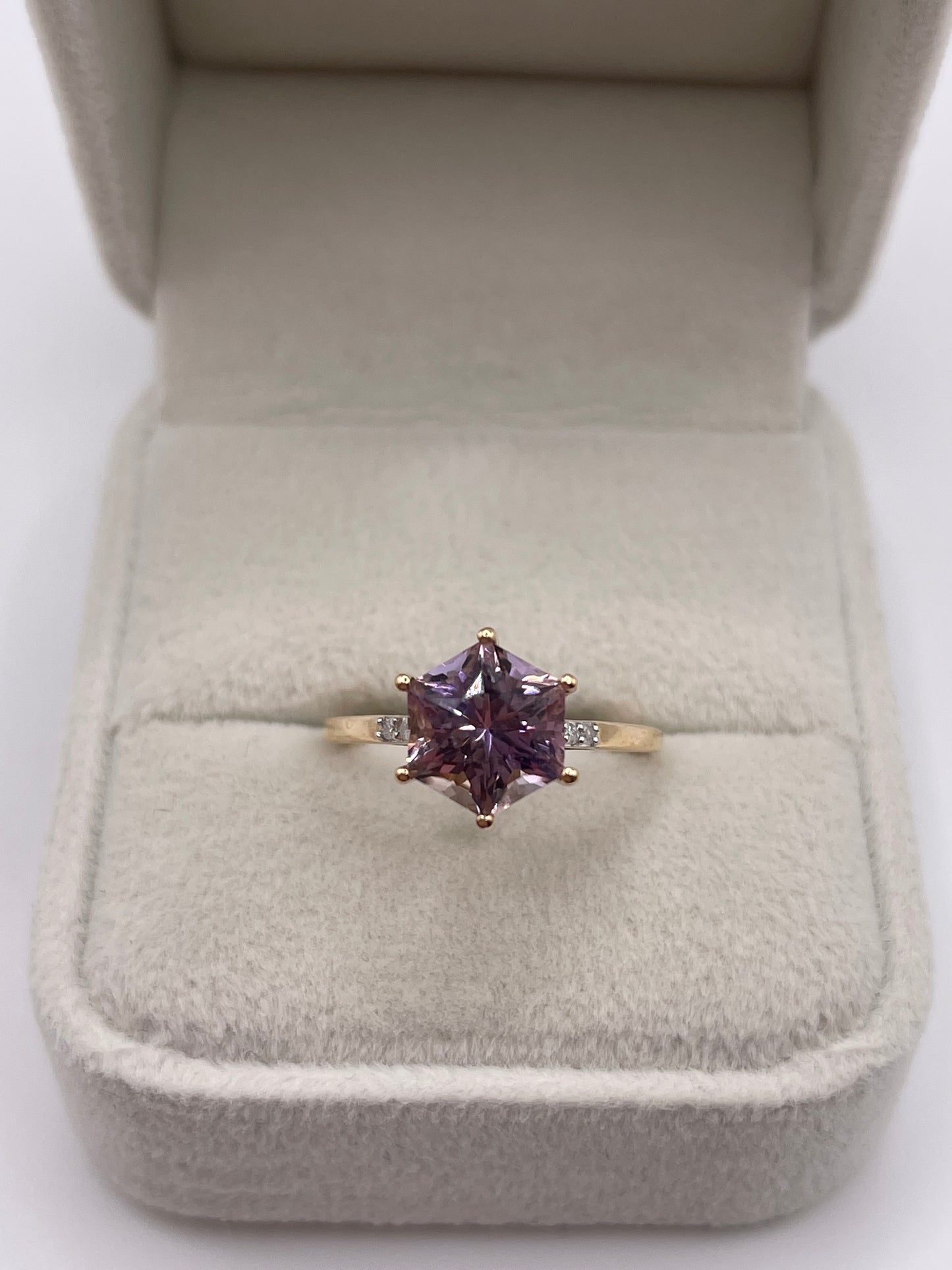 9ct gold ametrine and diamond ring