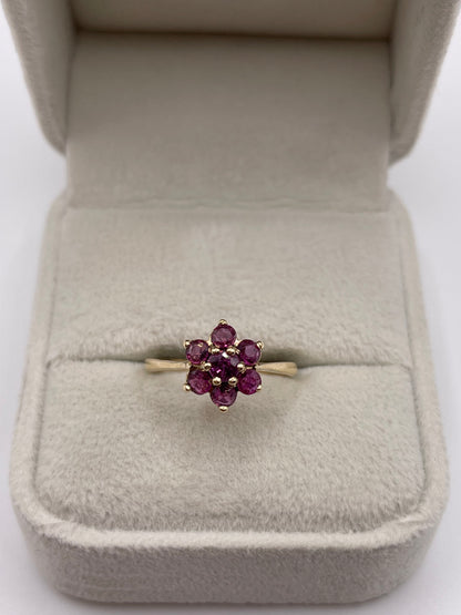 9ct gold ruby cluster ring