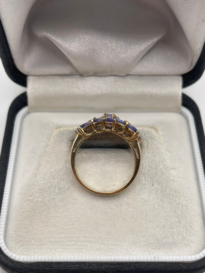9ct gold tanzanite cluster ring