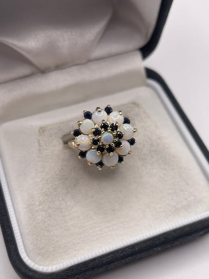 9ct gold opal and sapphire ring