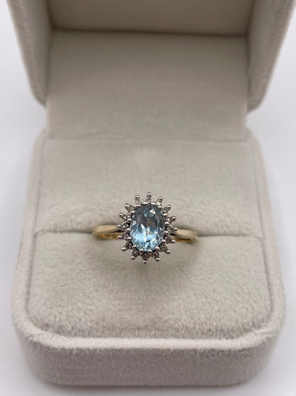 9ct gold topaz and diamond ring