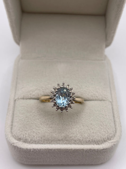 9ct gold topaz and diamond ring