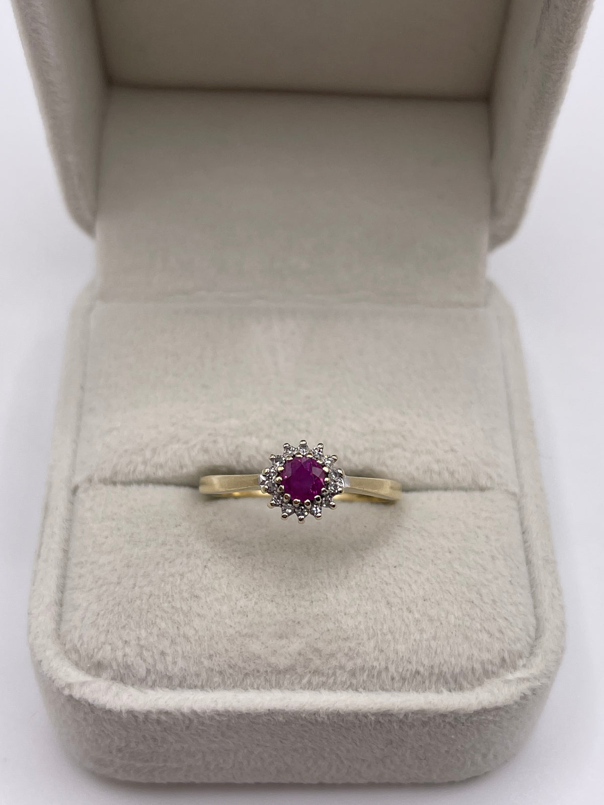 9ct gold ruby and diamond ring