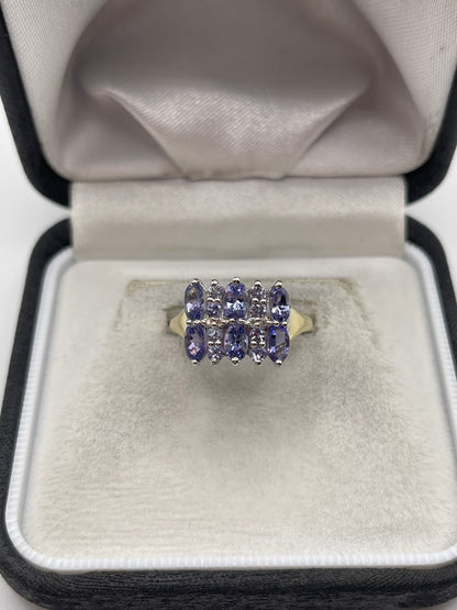 9ct gold tanzanite cluster ring