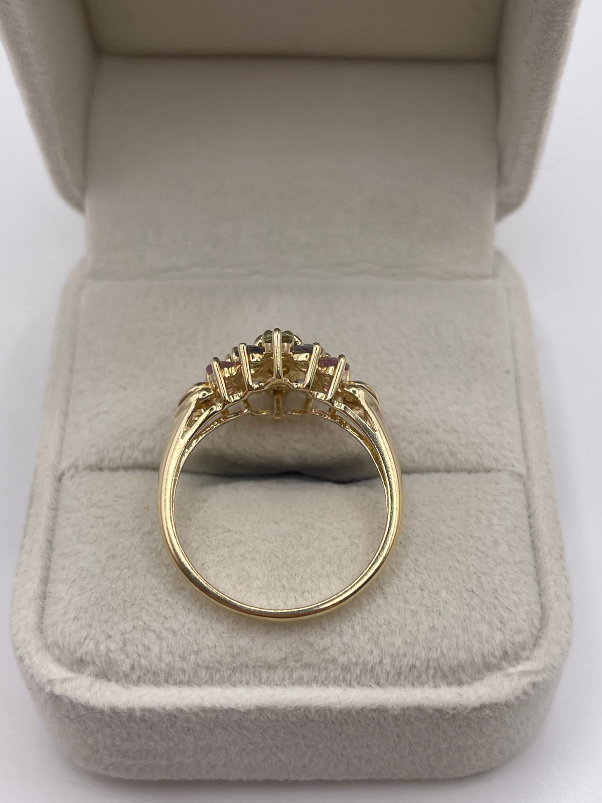 9ct gold multi gemstone cluster ring