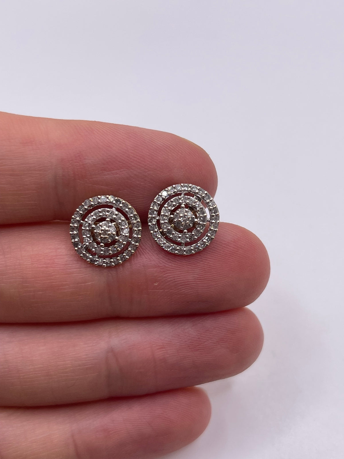 9ct gold diamond cluster earrings