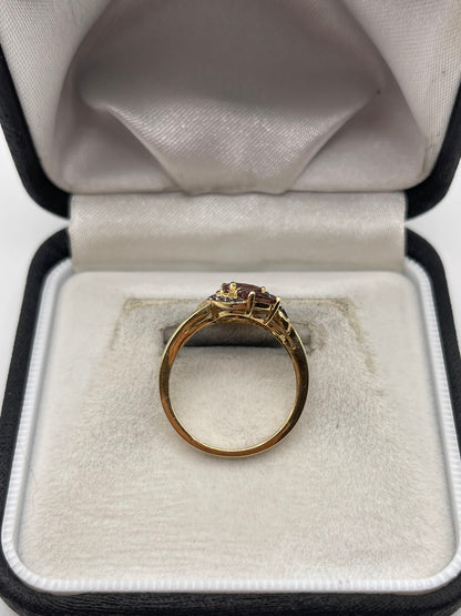 9ct gold quartz and diamond ring
