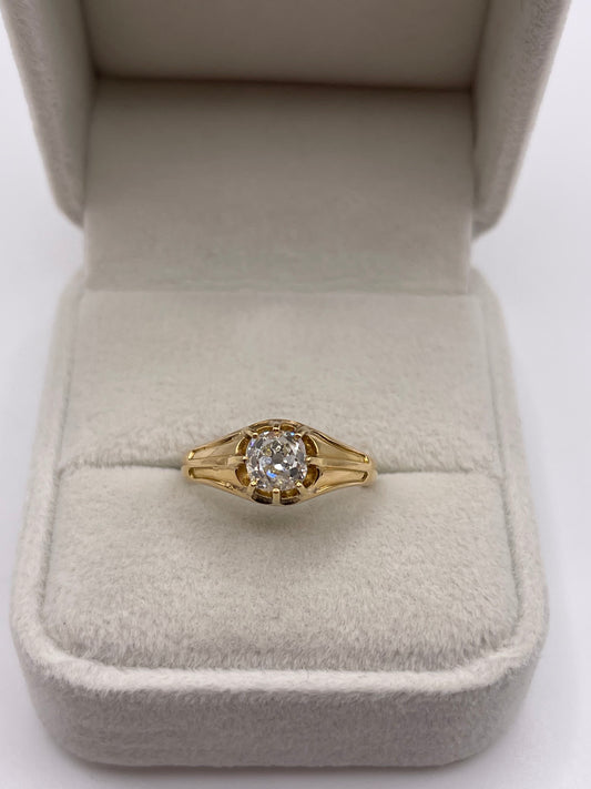 Antique 18ct gold 80 point old cut diamond ring
