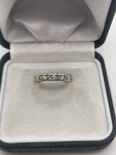 Load image into Gallery viewer, 9ct gold blue topaz and cz ring
