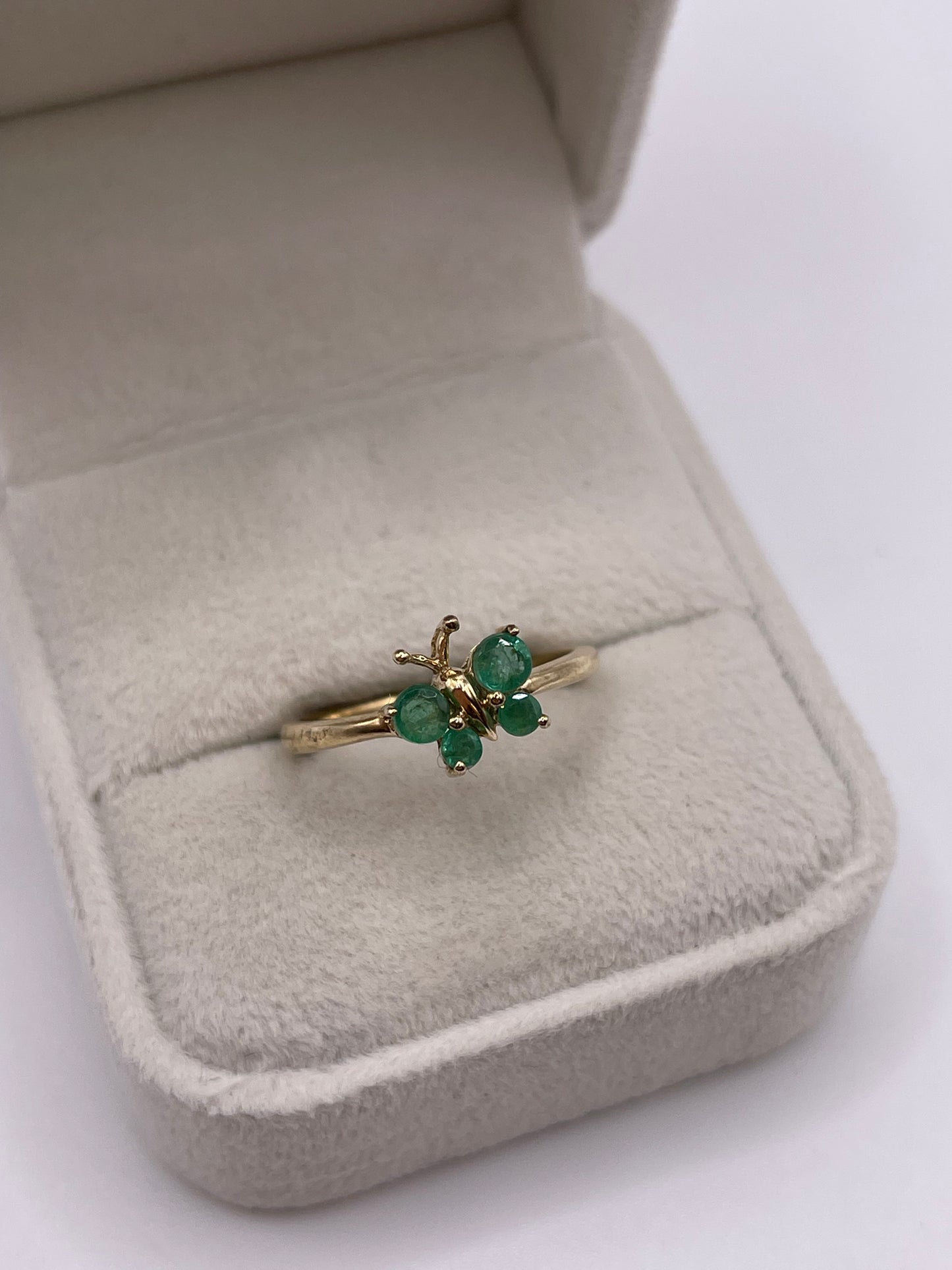 9ct gold emerald butterfly ring