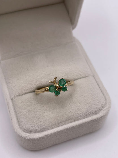 9ct gold emerald butterfly ring