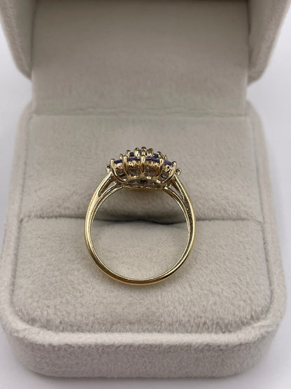 9ct gold tanzanite cluster ring