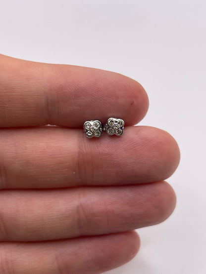 9ct white gold diamond earrings
