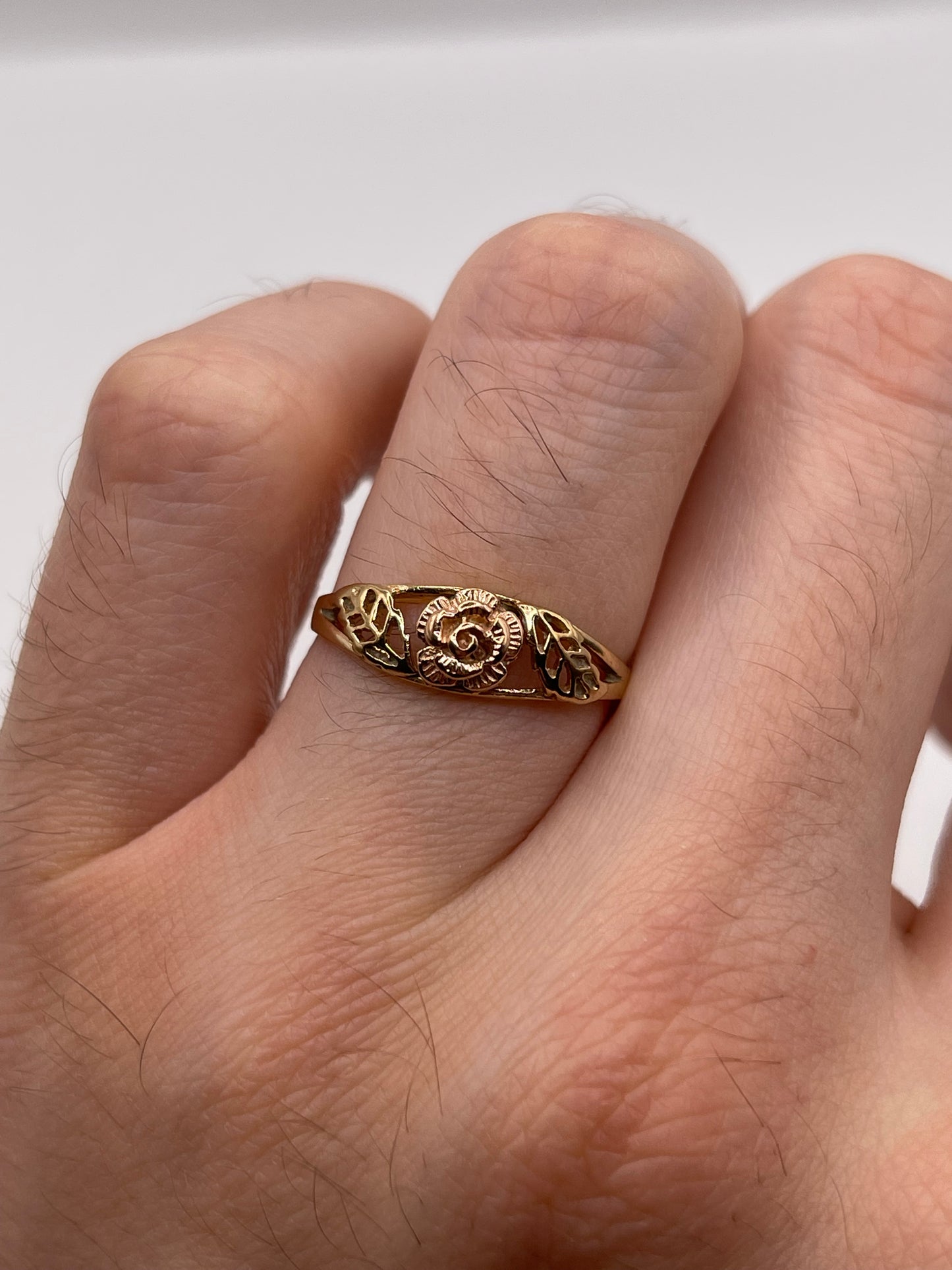 9ct two tone gold rose ring