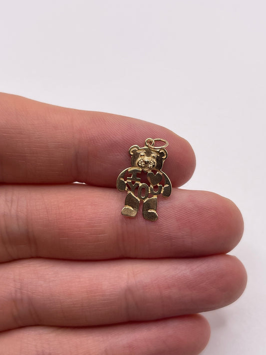 9ct gold I love you bear charm