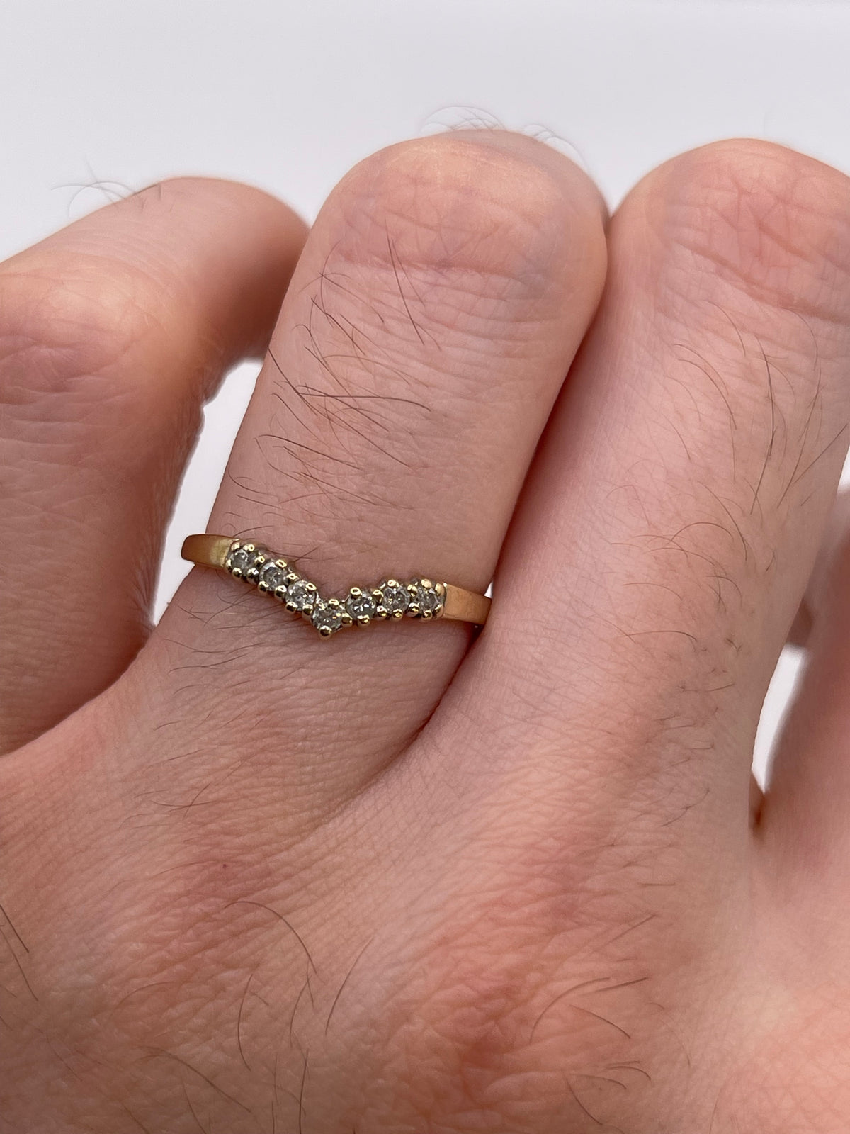 9ct gold diamond wishbone ring