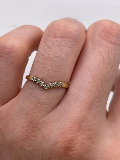 9ct gold diamond wishbone ring