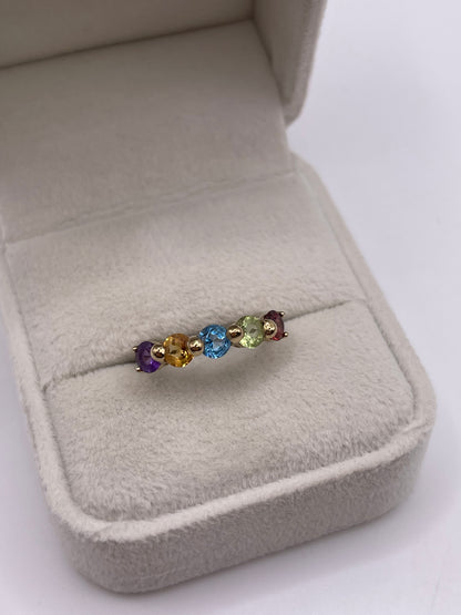 9ct gold multi gemstone ring