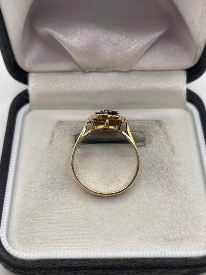 9ct gold sapphire cluster ring