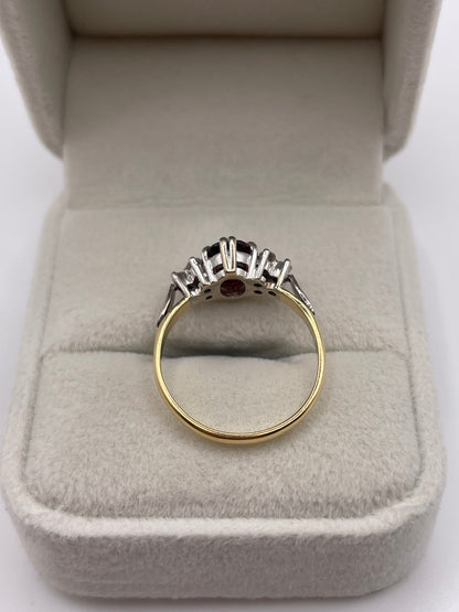 18ct gold garnet and diamond ting