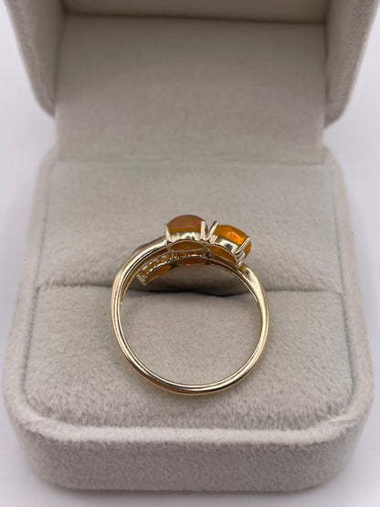 9ct gold opal and zircon ring