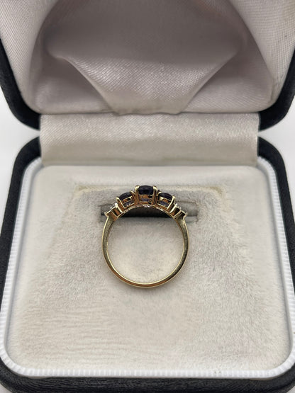 9ct gold blueberry quartz and diamond ring