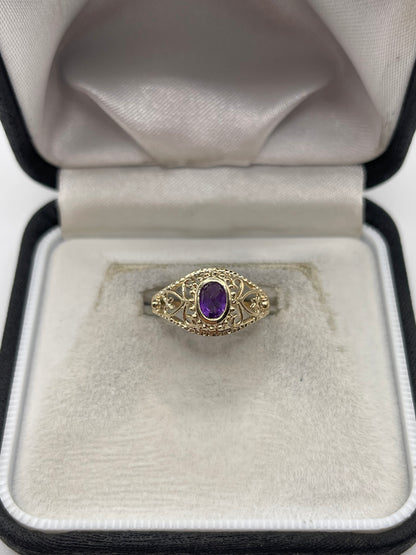 9ct gold amethyst ring