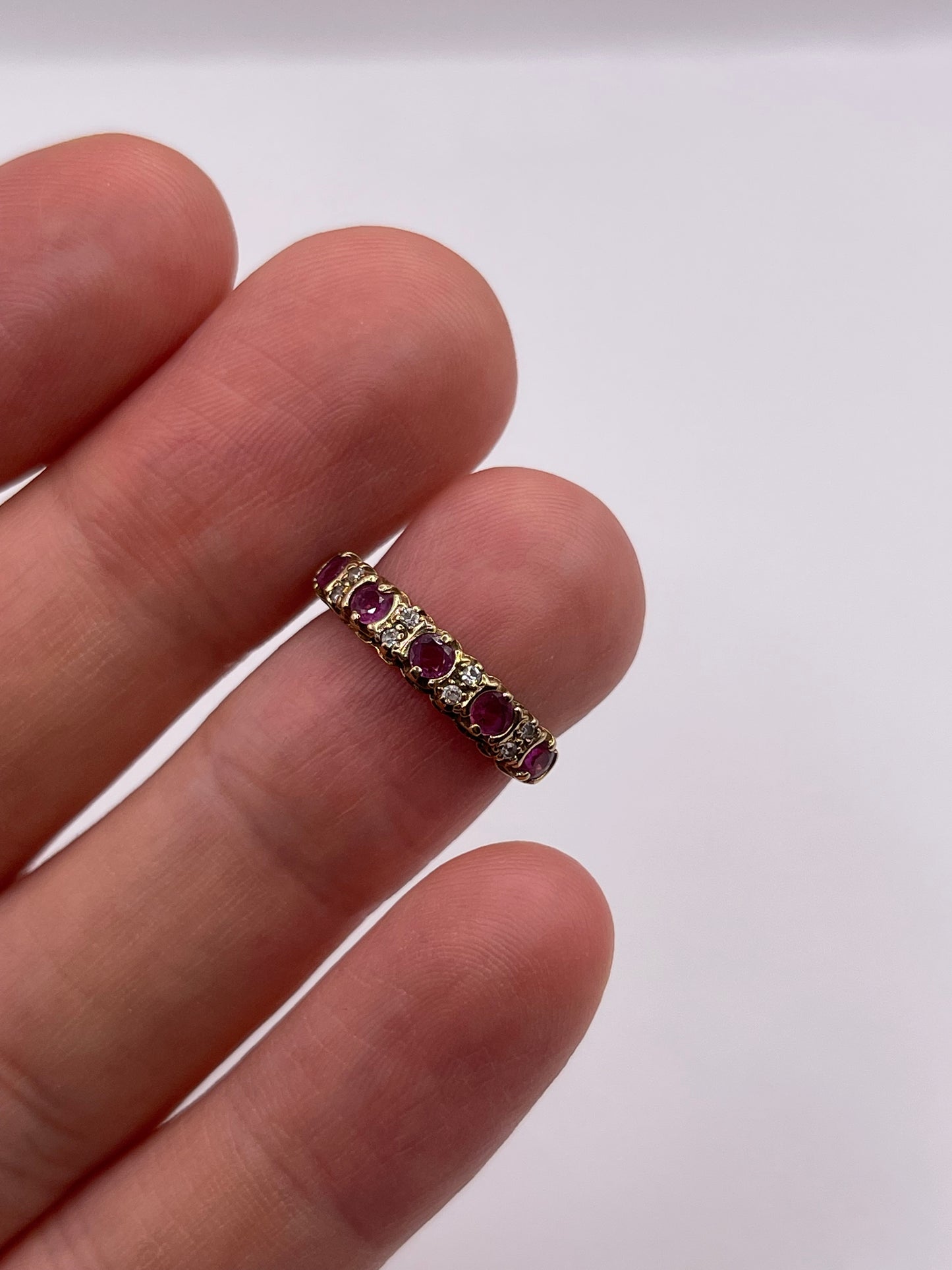 9ct gold ruby and diamond ring