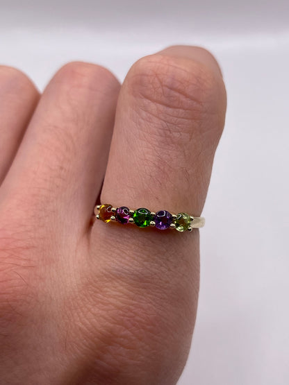 9ct gold multi gemstone ring