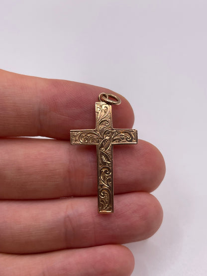 9ct rose gold cross pendant