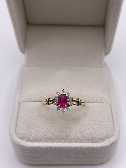 9ct gold ruby and diamond ring