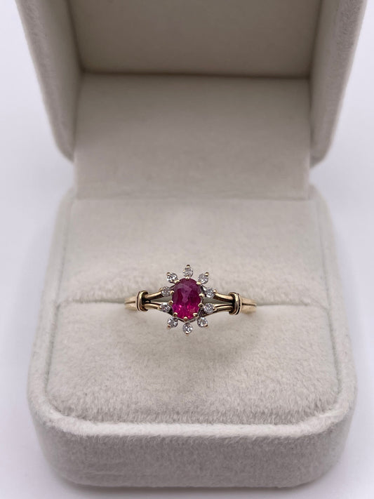 9ct gold ruby and diamond ring