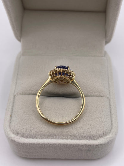 14ct gold tanzanite and diamond ring