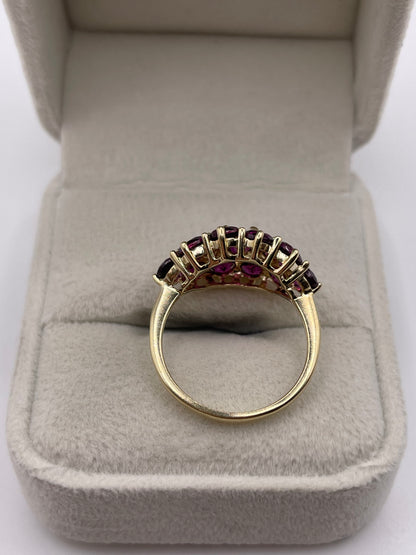 9ct gold garnet cluster ring
