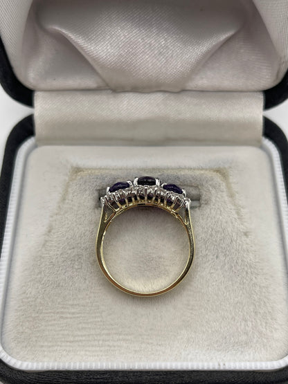 9ct gold amethyst and diamond ring