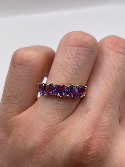 9ct gold amethyst and diamond ring