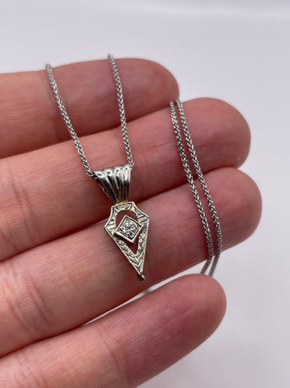 9ct two tone diamond necklace