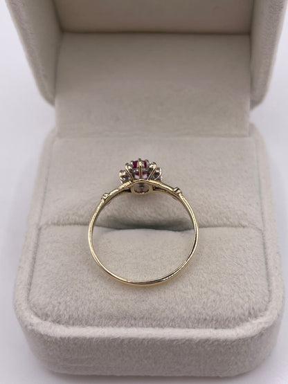 9ct gold ruby and diamond ring