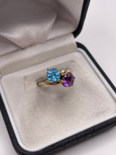 Load image into Gallery viewer, 9ct gold amethyst and topaz ring
