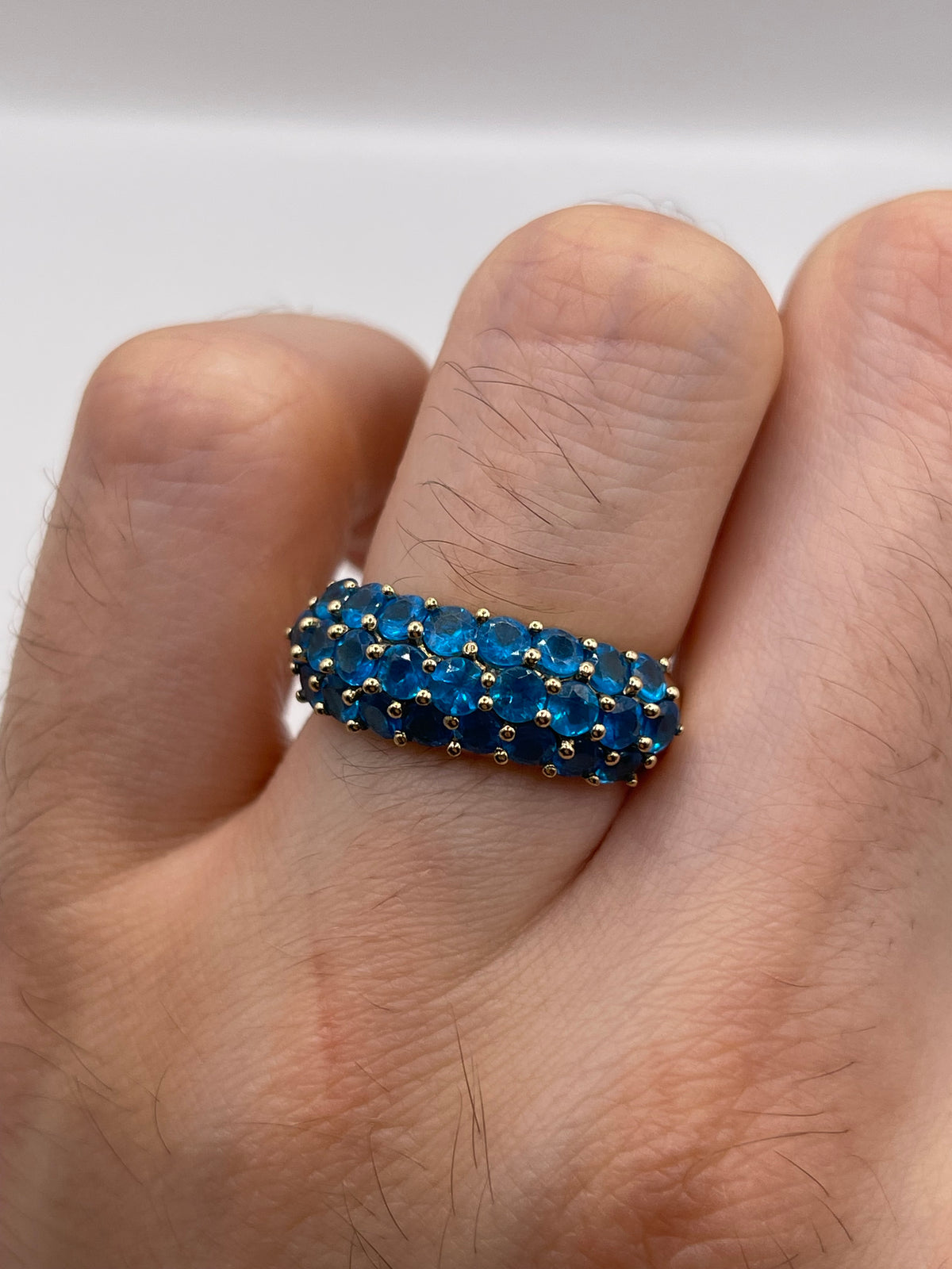 9ct gold blue apatite cluster ring