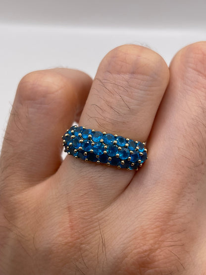 9ct gold blue apatite cluster ring