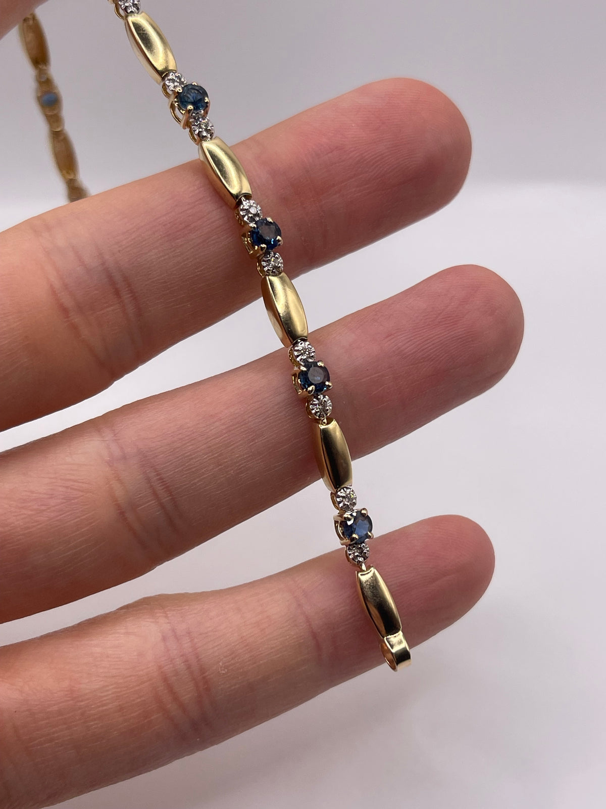 9ct gold sapphire and diamond bracelet