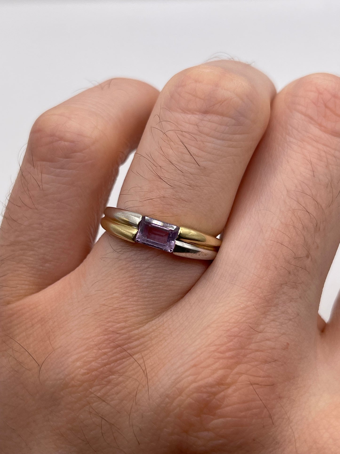 9ct two tone gold amethyst ring