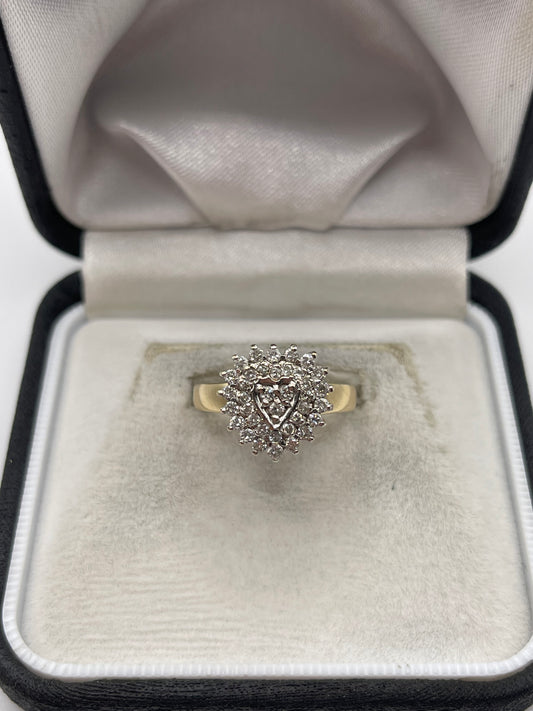 9ct gold 50 point diamond cluster ring