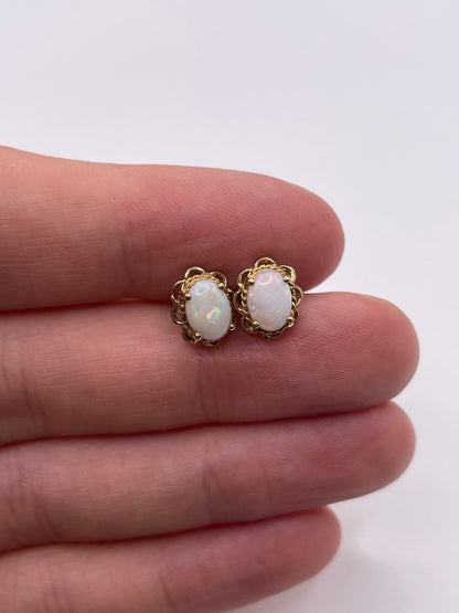 9ct gold opal earrings