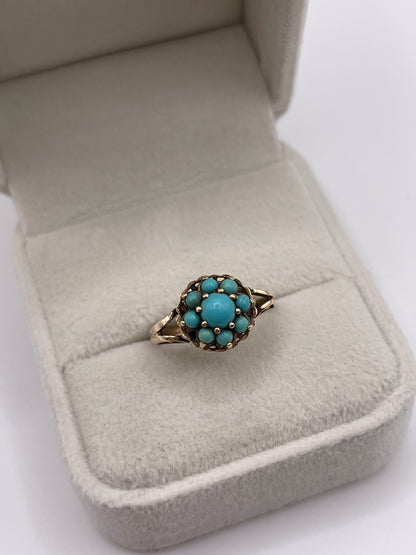 9ct gold turquoise cluster ring