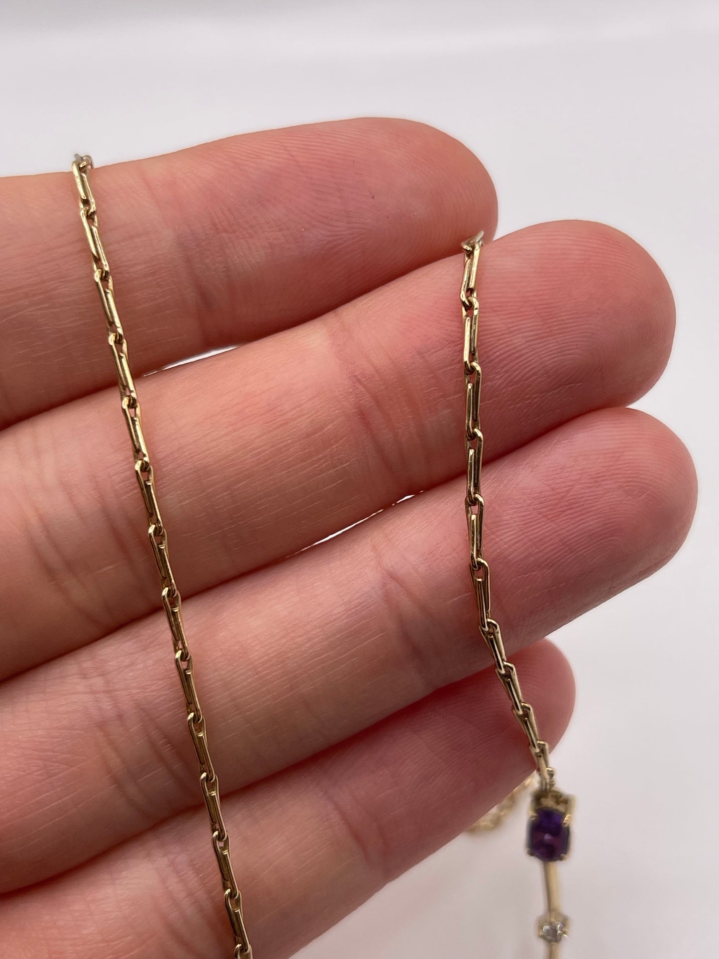9ct gold amethyst and diamond necklace