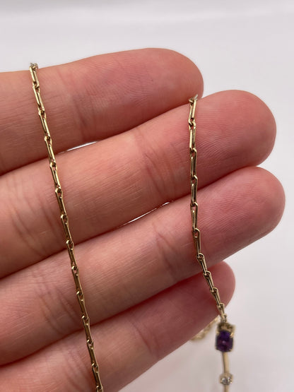 9ct gold amethyst and diamond necklace