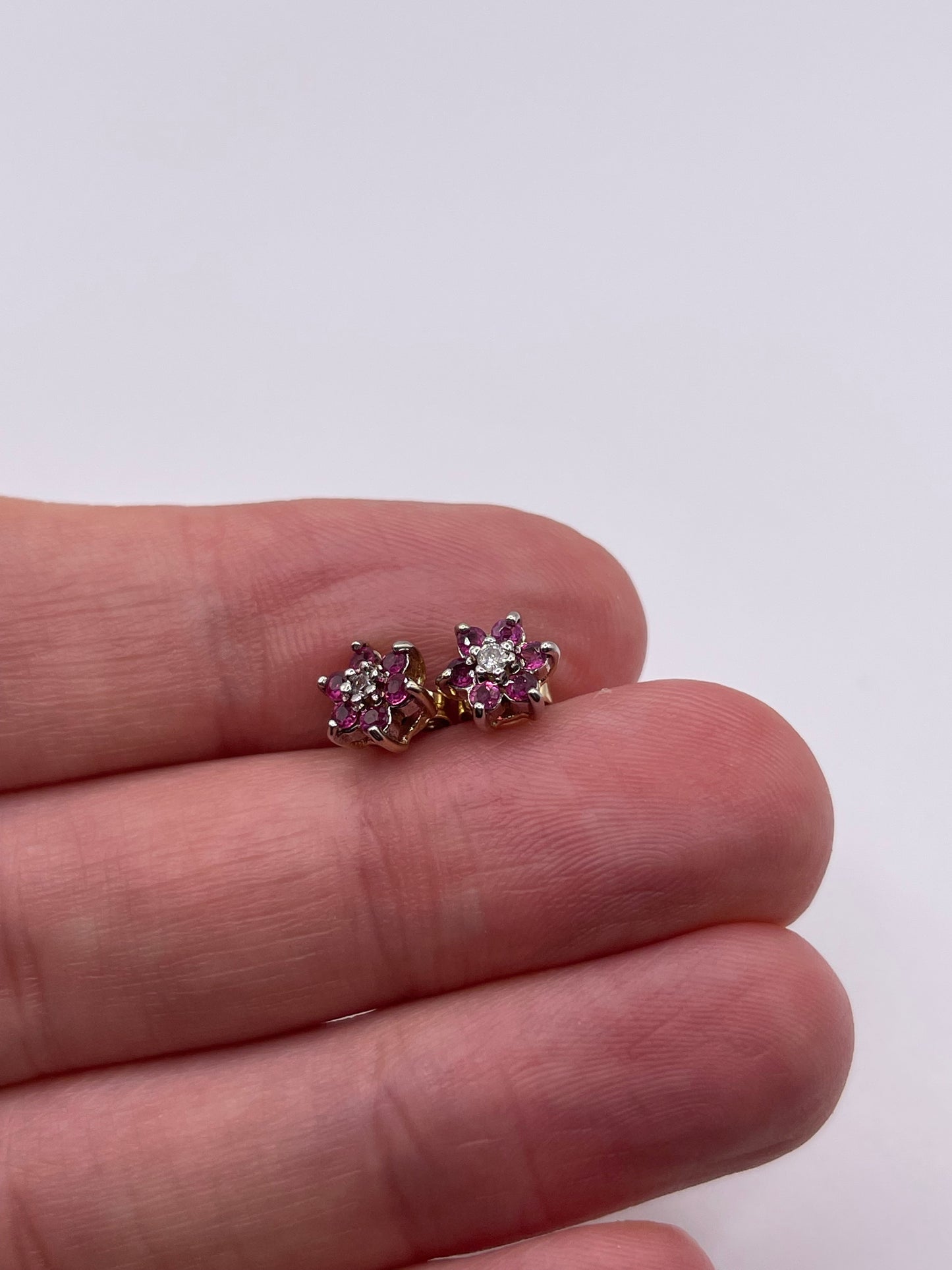 9ct gold ruby and diamond earrings