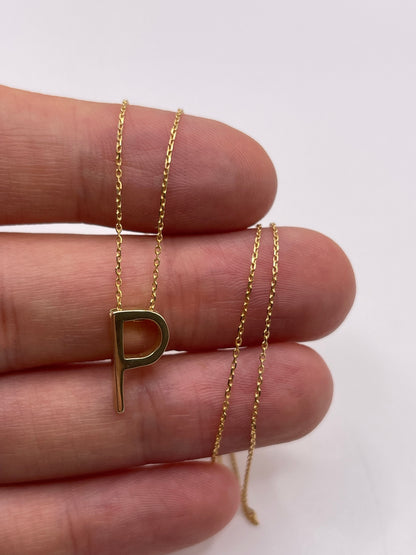 9ct gold initial P necklace
